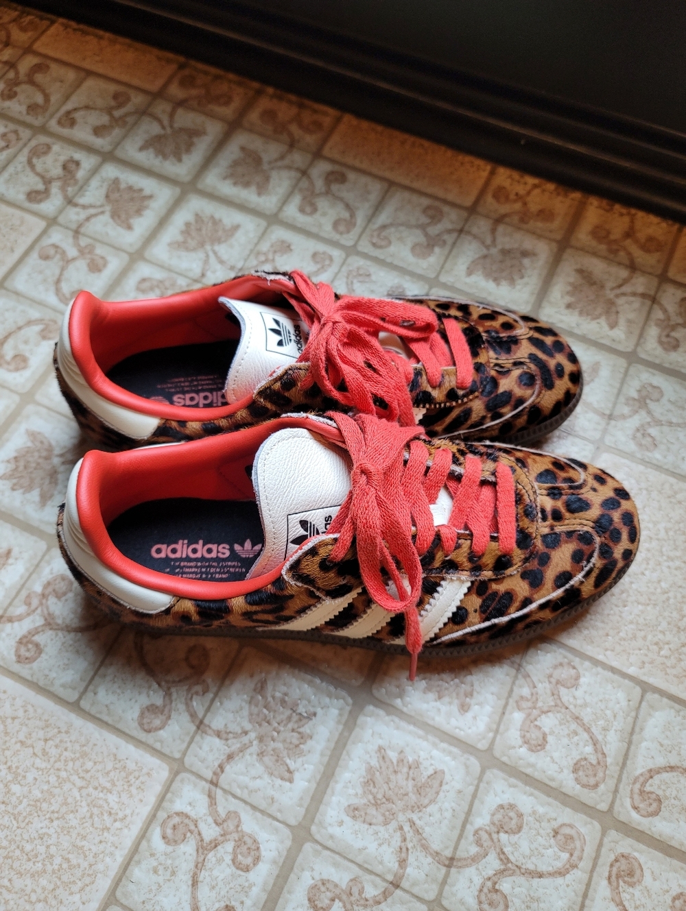 Adidas Samba OG Leather Trimmed Leopard Print Pony Hair Sneakers UK 4.5/US6 - Picture 3 of 11